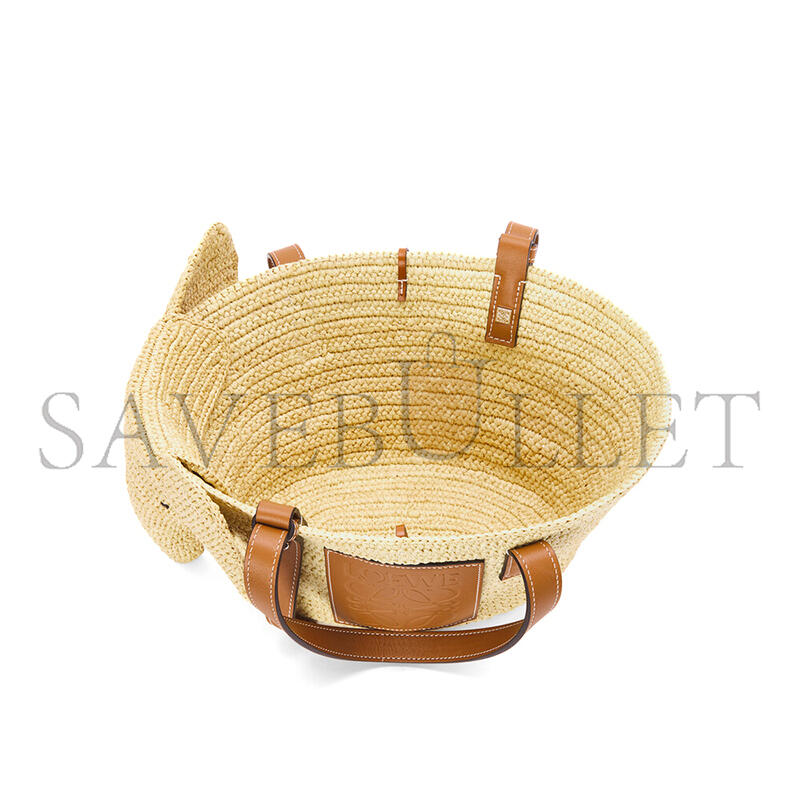 L0ew* small elephant basket in raffia and calfskin a546t37x01 (35*17.5*17cm)